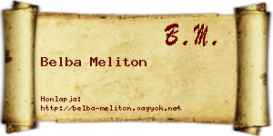 Belba Meliton névjegykártya